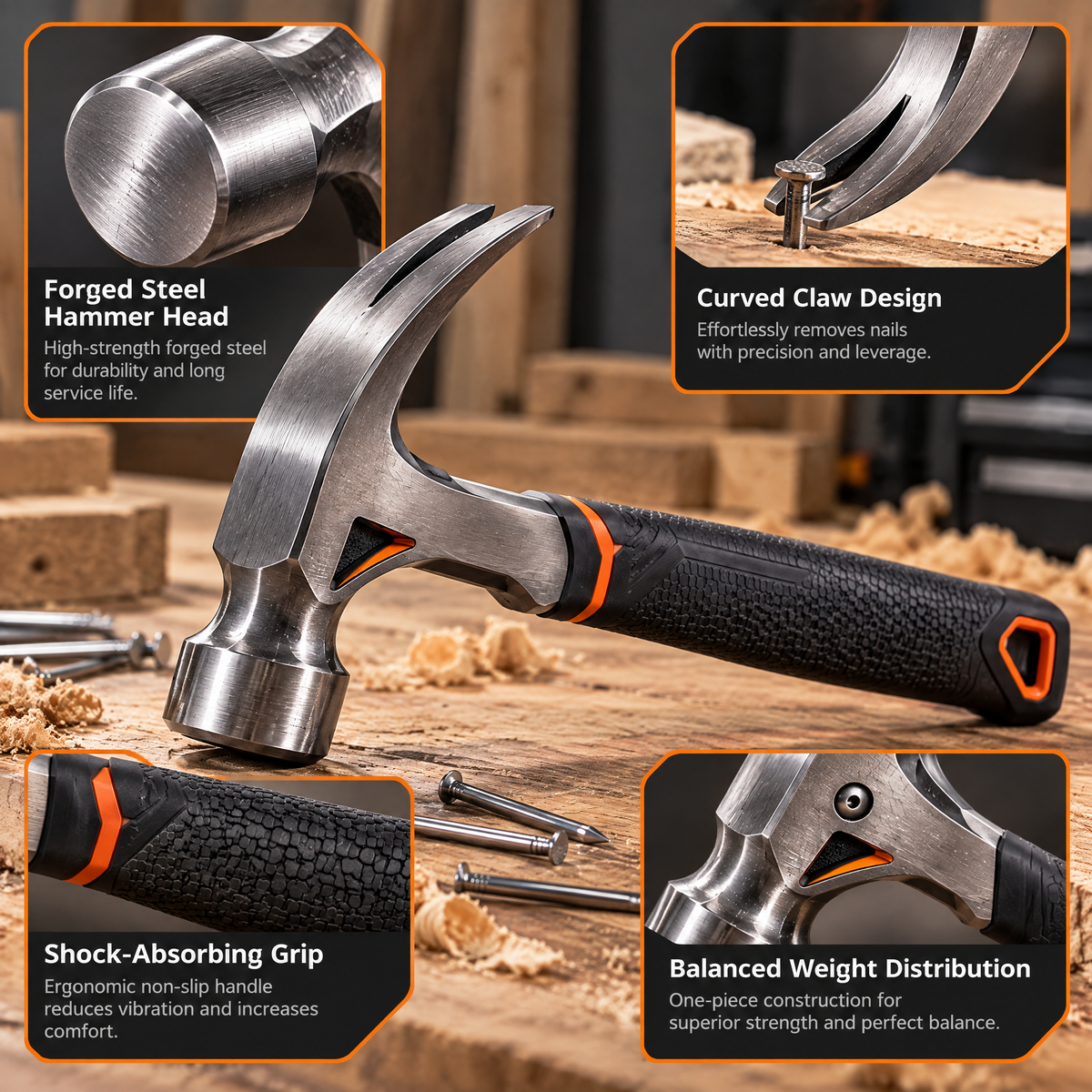 Valderune™ Pro-Grip Claw Hammer