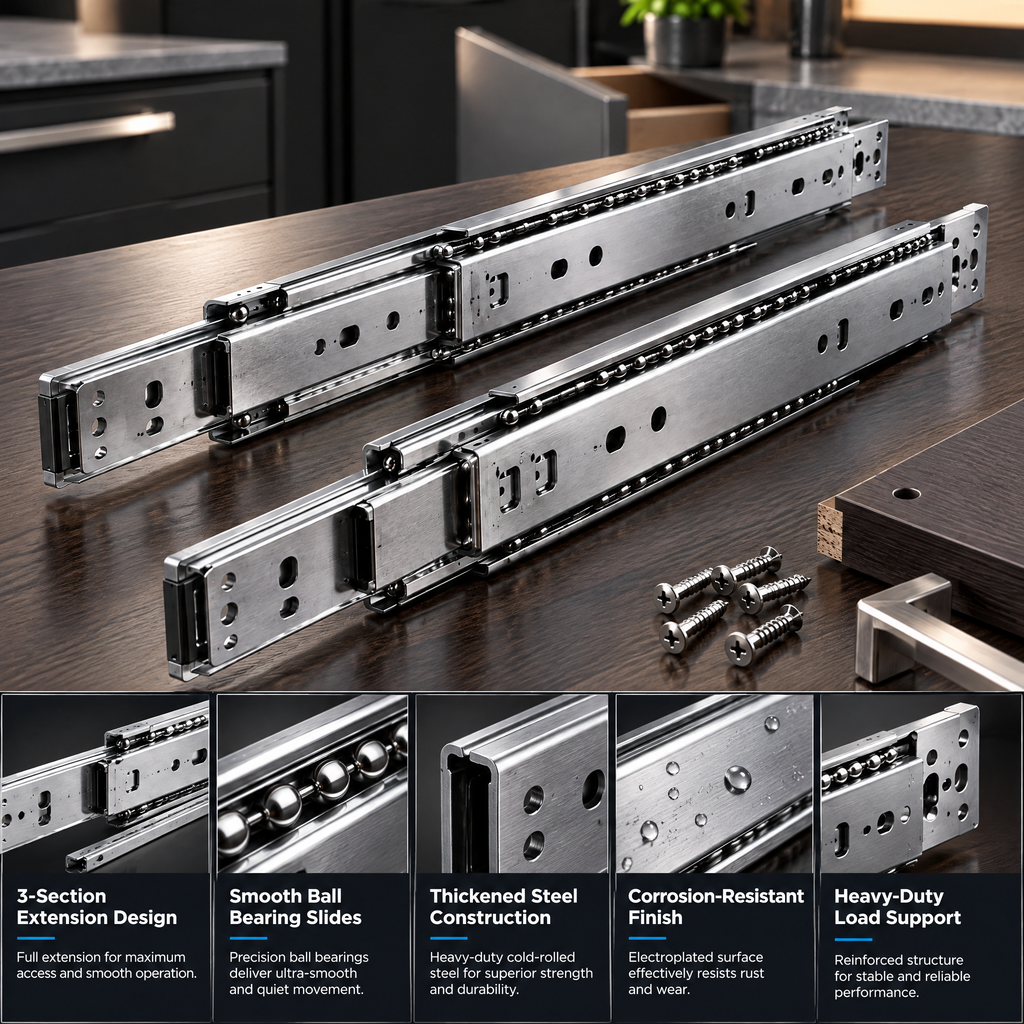 Valderune™ Full-Extension Ball Bearing Drawer Slides
