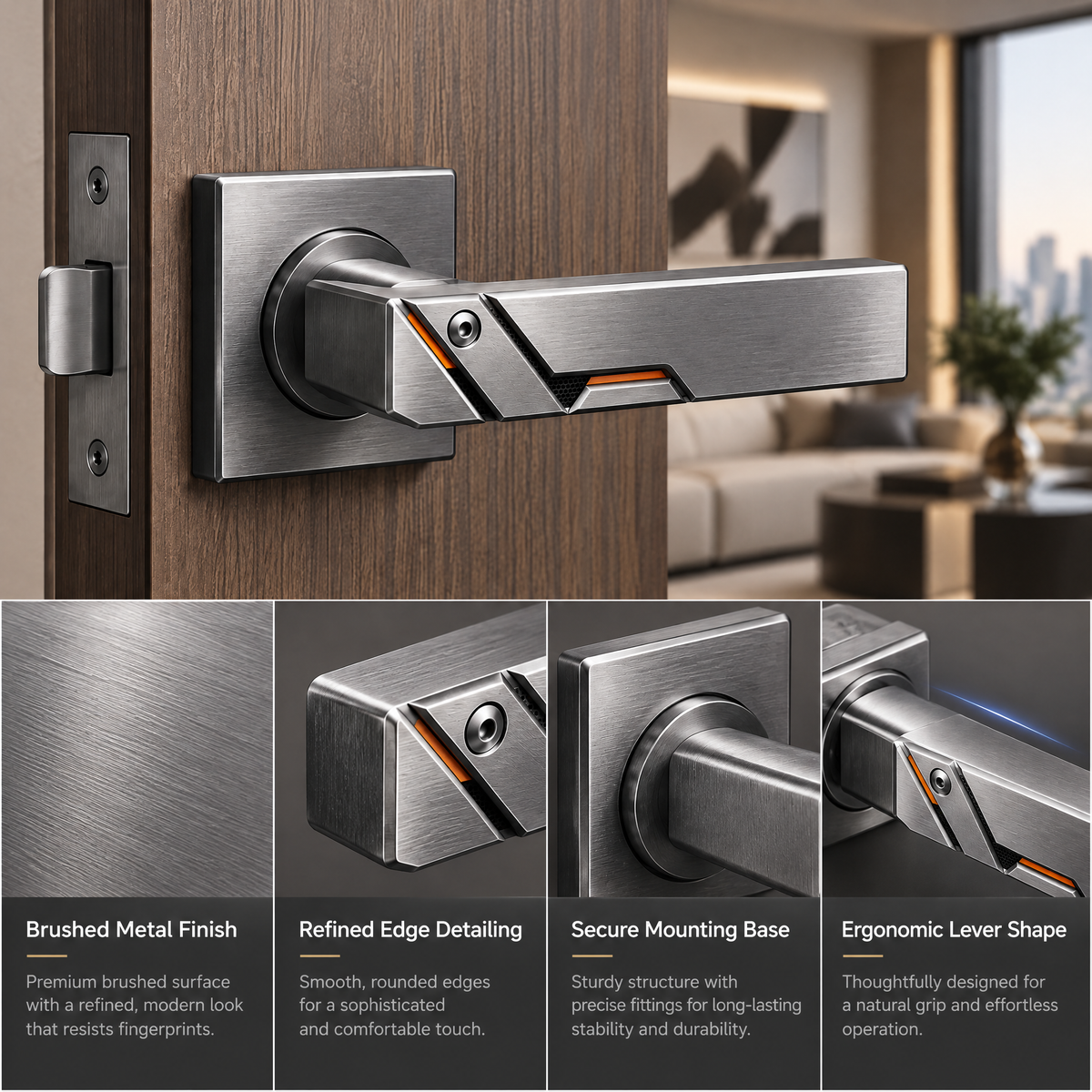 Valderune™ Modern Square Lever Door Handle Set