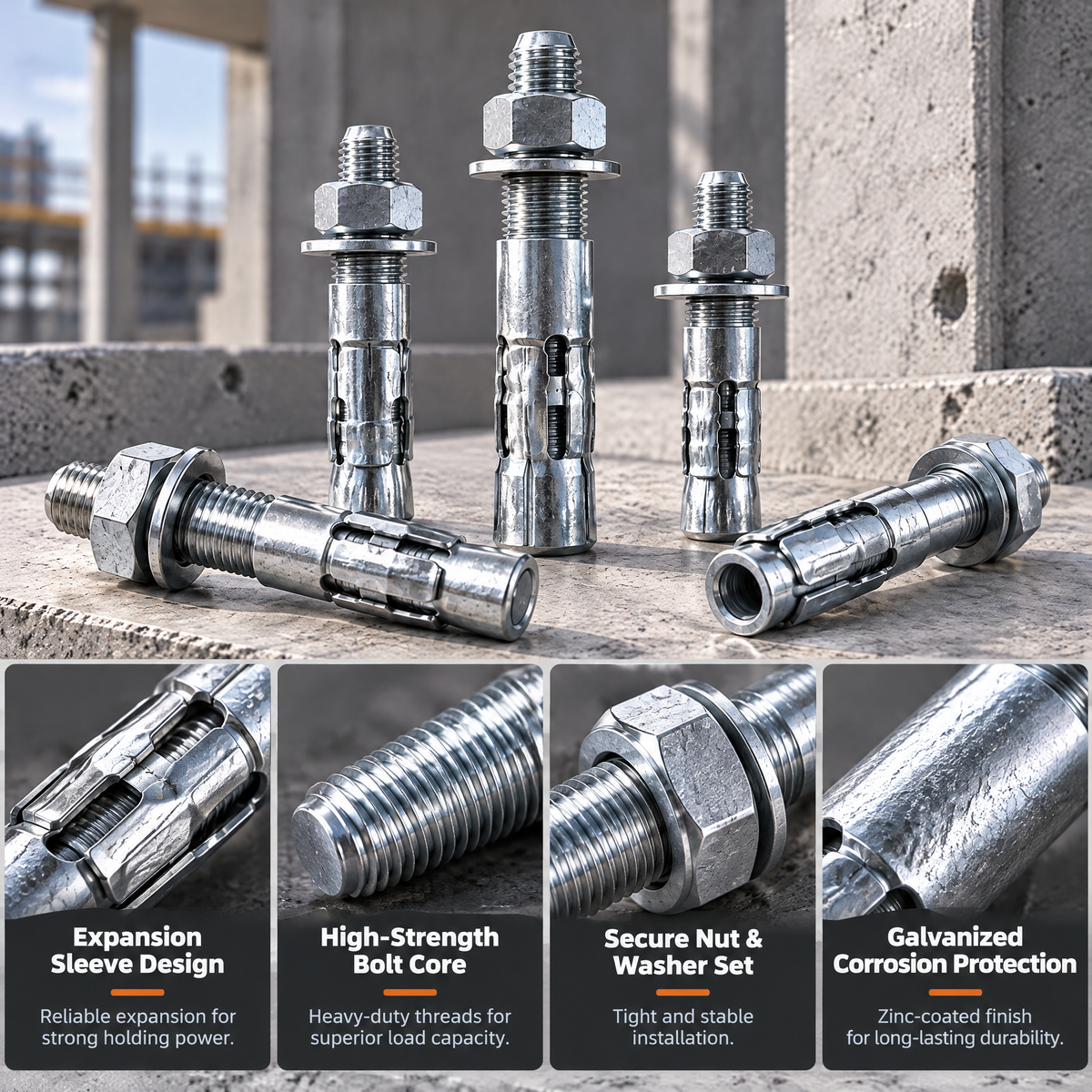 Valderune™ Heavy-Duty Concrete Expansion Anchors