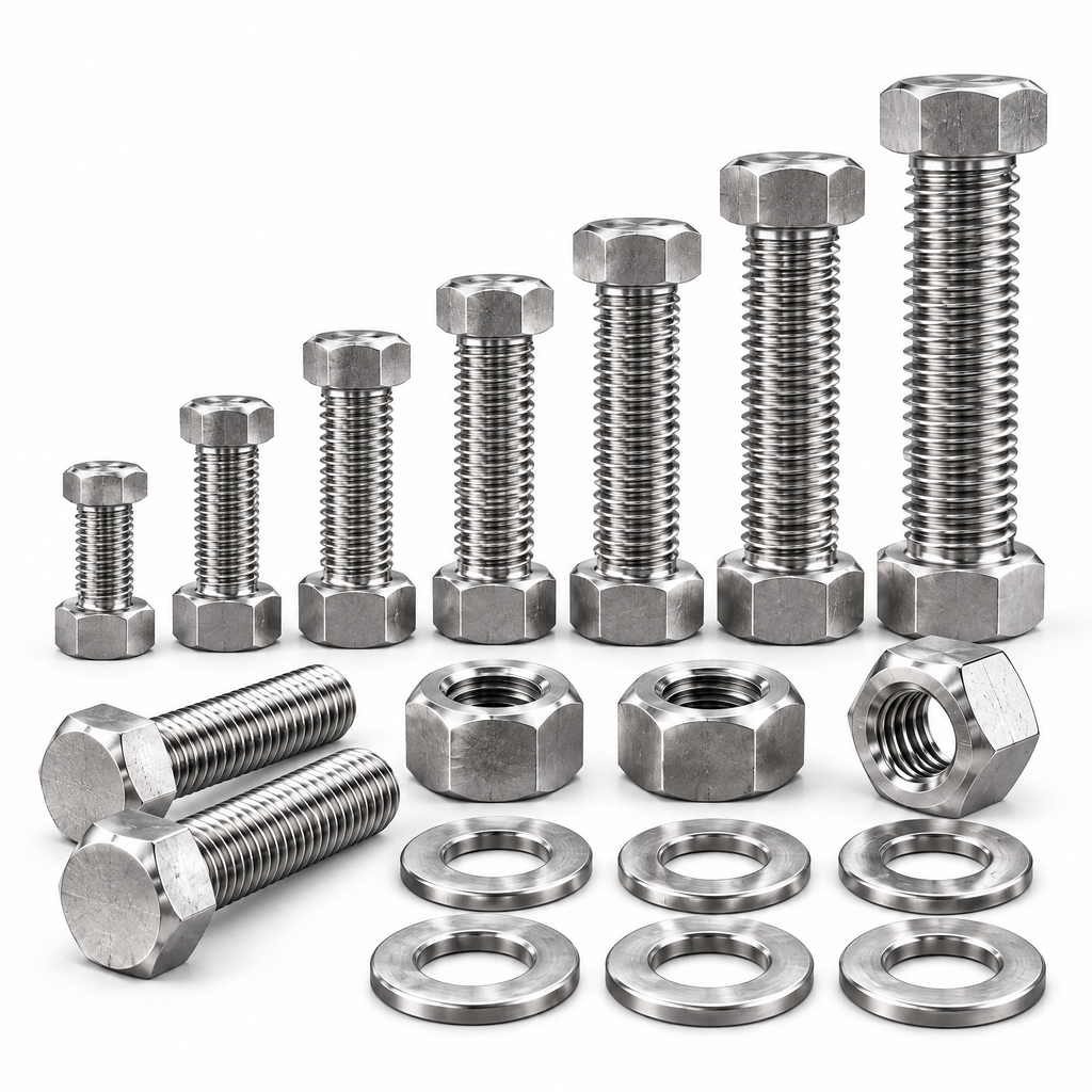 Valderune™ Stainless Steel Hex Bolt, Nut & Washer Set